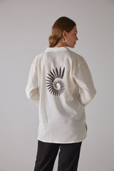 Handarte Los Angeles Döngü Model Uzun Kollu Bej Gömlek