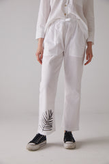 Handarte Los Angeles Yaprak Baskılı Beyaz Yoga Pantolonu