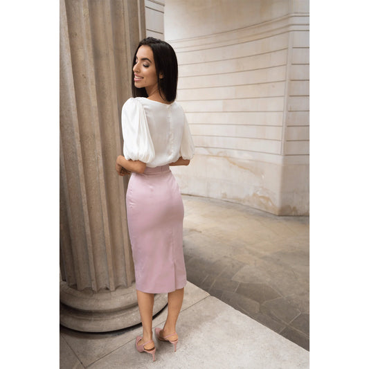 Cotton-Blend Sateen Pencil Skirt (Powder Pink)