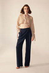 Crescent Line Karahindiba Kırpılmış Bluz Ekru