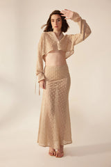 Crescent Line Karahindiba Kırpılmış Bluz Ekru