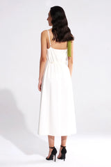 Crescent Line Darkshine Dress White