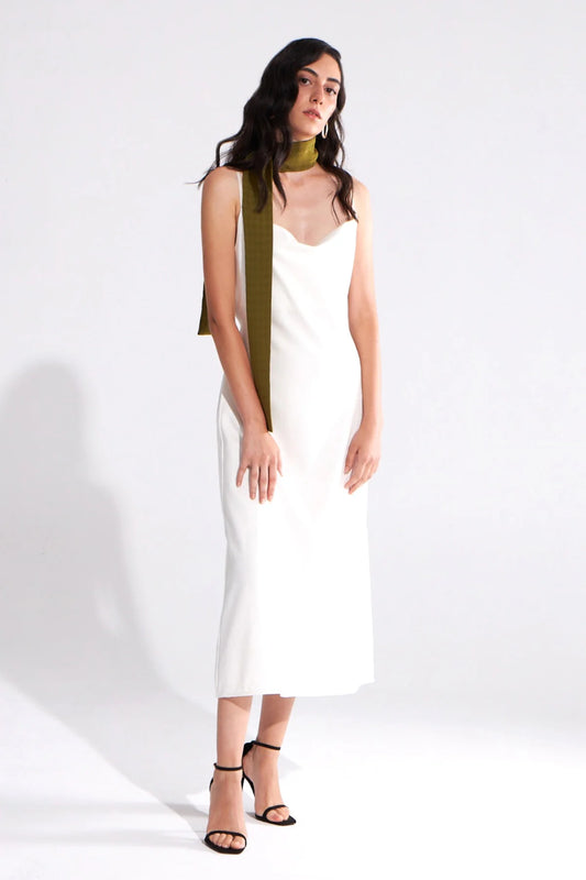 Crescent Line Darkshine Dress White
