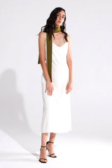 Crescent Line Darkshine Dress White
