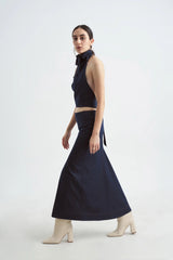 Crescent Line Delicate Skirt in Blue