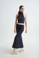 Crescent Line Delicate Skirt in Blue