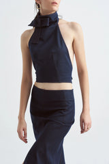 Crescent Line Delicate Skirt in Blue