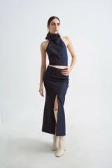 Crescent Line Delicate Skirt in Blue