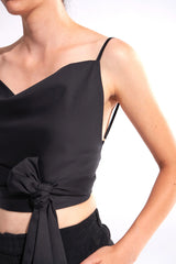 Crescent Line Eclipse Belt Blouse – BLACK