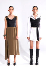 Crescent Line Eclipse Belt Blouse – BLACK