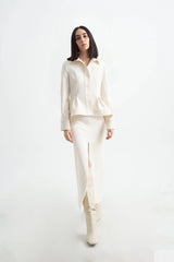 Crescent Line Elegance Skirt in Cream