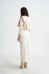 Crescent Line Elegance Skirt in Cream