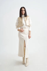 Crescent Line Elegance Skirt in Cream
