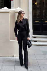 Crescent Line Grace Shirt Bodysuit Black