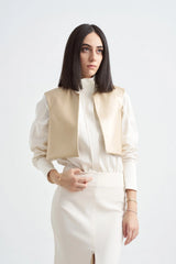 Crescent Line Grace Shirt Bodysuit Cream