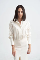Crescent Line Grace Shirt Bodysuit Cream