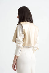 Crescent Line Grace Shirt Bodysuit Cream