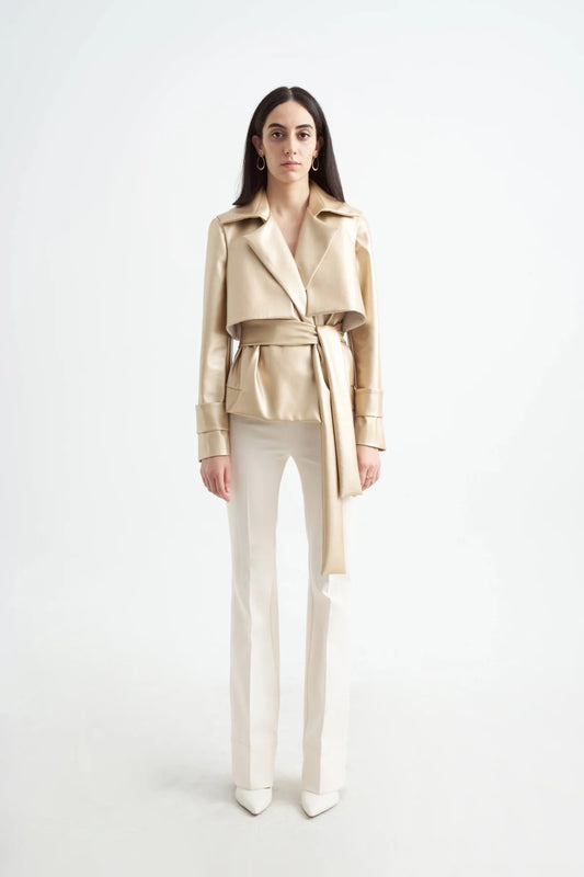 Crescent Line Imperial Trench Coat Jacket - GOLD