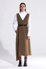 Crescent Line Luminate Pinafore Dress – KHAKI