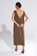 Crescent Line Luminate Pinafore Dress – KHAKI