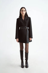 Crescent Line Majestic Blazer Dress – Black