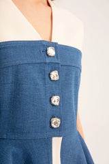 Crescent Line Marine Vest Blouse Multicolored