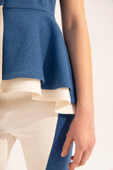 Crescent Line Marine Vest Blouse Multicolored