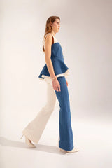 Crescent Line Marine Vest Blouse Multicolored