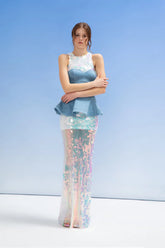 Crescent Line Mermaid Long Hologram Dress