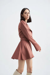 Crescent Line Miracle Blazer Dress – Brown