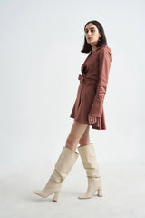 Crescent Line Miracle Blazer Dress – Brown