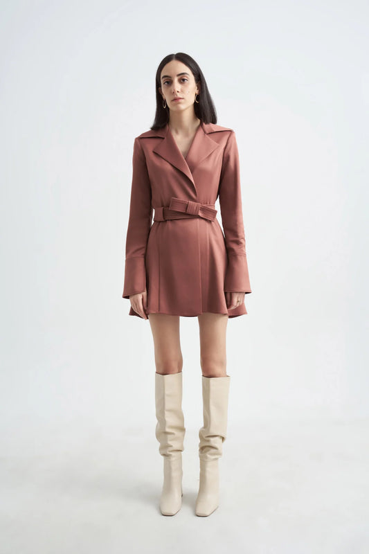 Crescent Line Miracle Blazer Dress – Brown