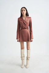Crescent Line Miracle Blazer Dress – Brown