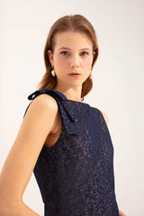 Crescent Line Moss Midi Elbise Lacivert