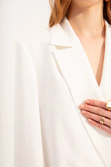 Crescent Line Nacre Blazer Dress in White