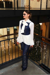 Crescent Line Northstar Belted Blouse – Navy