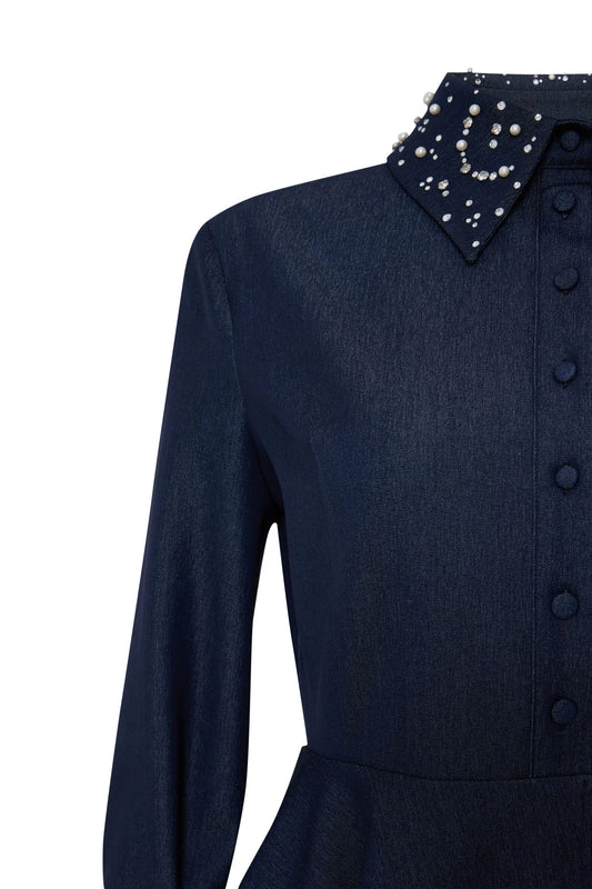 Crescent Line Northstar Shirt Blouse – Navy