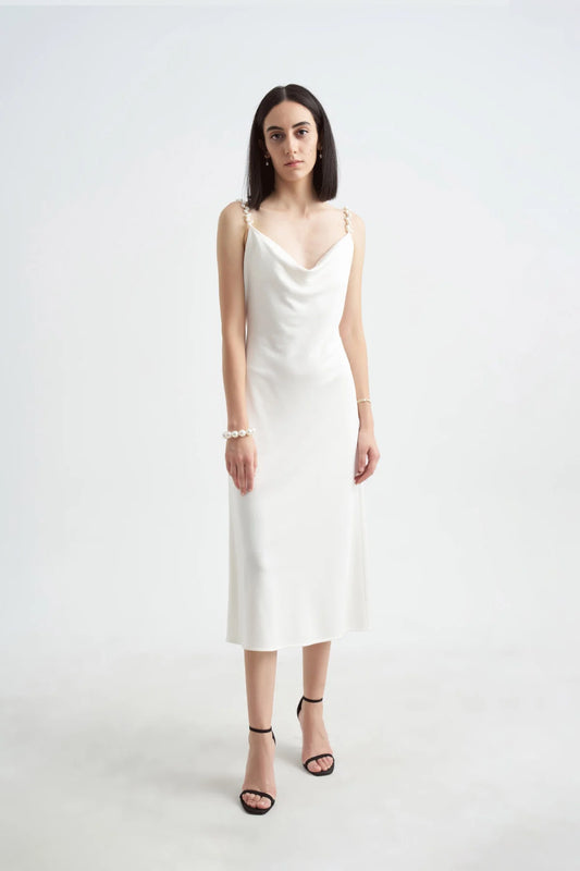 Crescent Line Queen Dress White