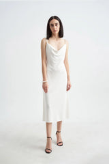Crescent Line Queen Dress White