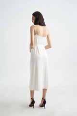 Crescent Line Queen Dress White