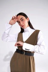 Crescent Line Satellite Gömlek Bodysuit – Beyaz