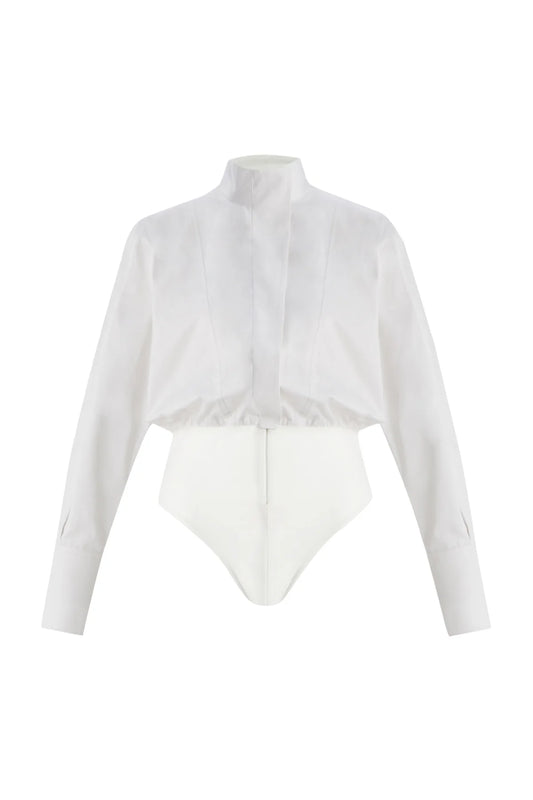 Crescent Line Satellite Gömlek Bodysuit – Beyaz