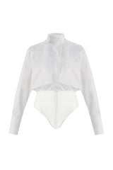 Crescent Line Satellite Gömlek Bodysuit – Beyaz