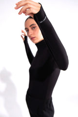 Crescent Line Shadow Bodysuit – BLACK