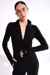 Crescent Line Shadow Bodysuit – BLACK