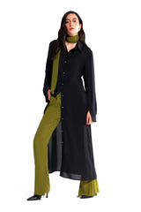 Crescent Line Tide Shirt Dress – BLACK