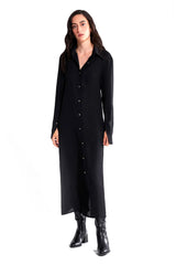Crescent Line Tide Shirt Dress – BLACK