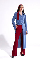 Crescent Line Tide Shirt Dress – BLUE