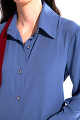 Crescent Line Tide Shirt Dress – BLUE