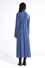 Crescent Line Tide Shirt Dress – BLUE